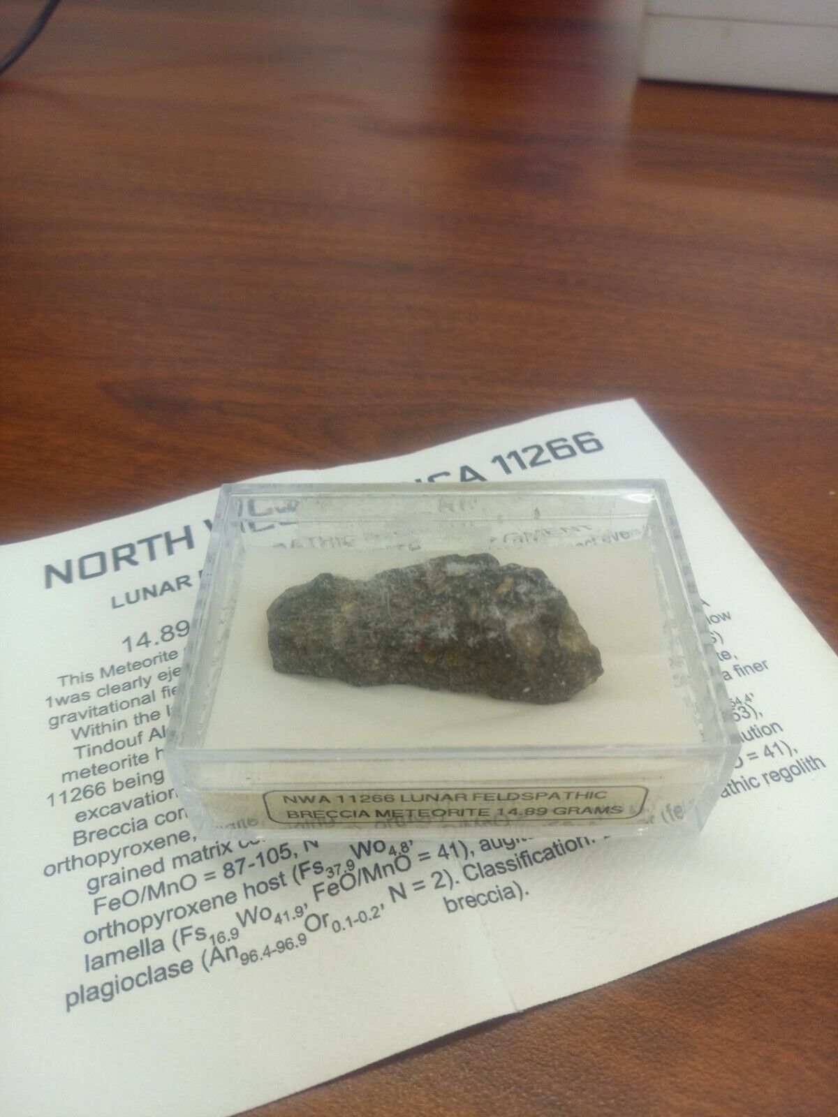 15g Lunar Meteorite NWA 11266 End Cut