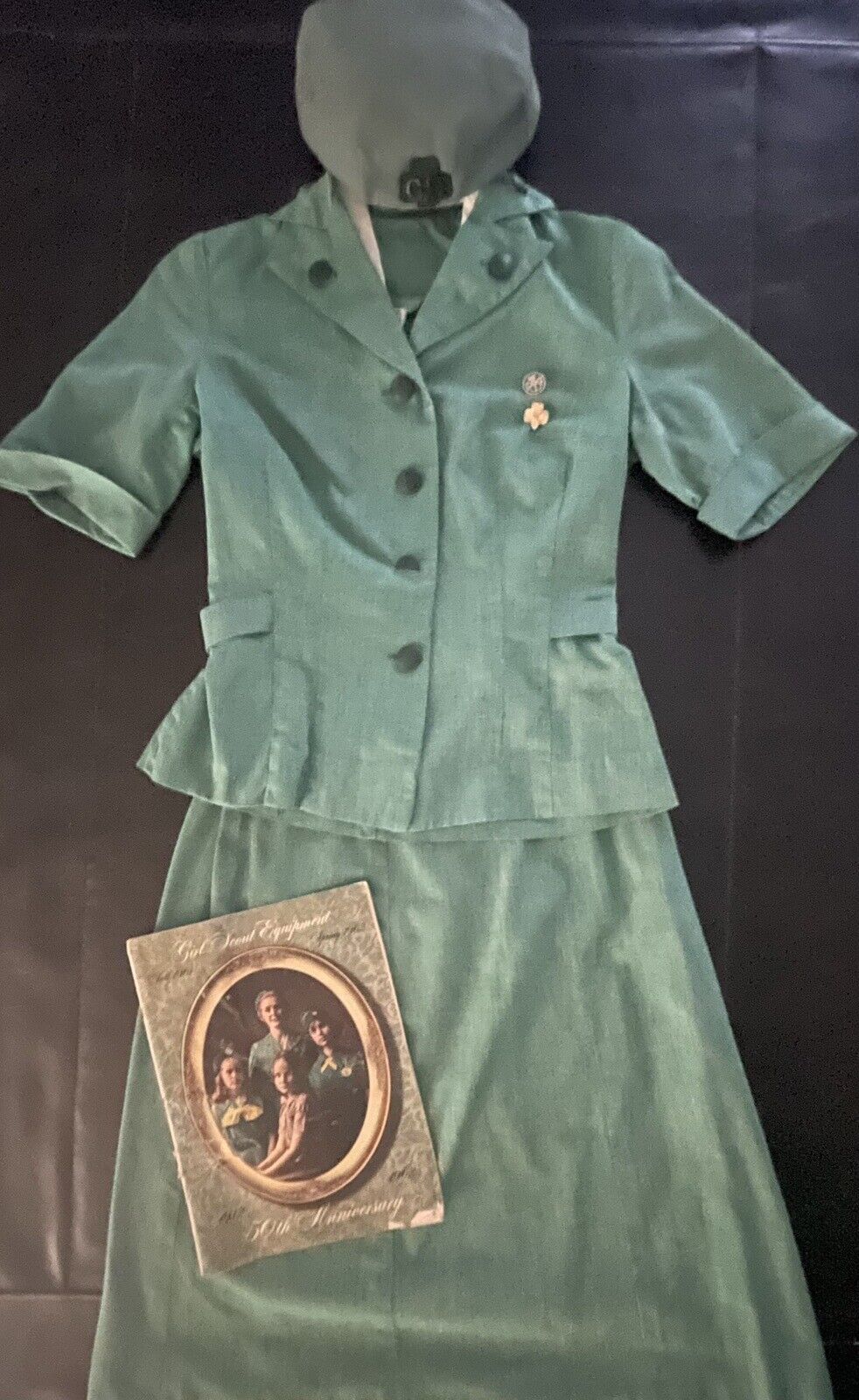 REDUCED Vintage 1956 LEADER Girl Scout UNIFORM 2Pc SUIT-HAT-50th CATALOG