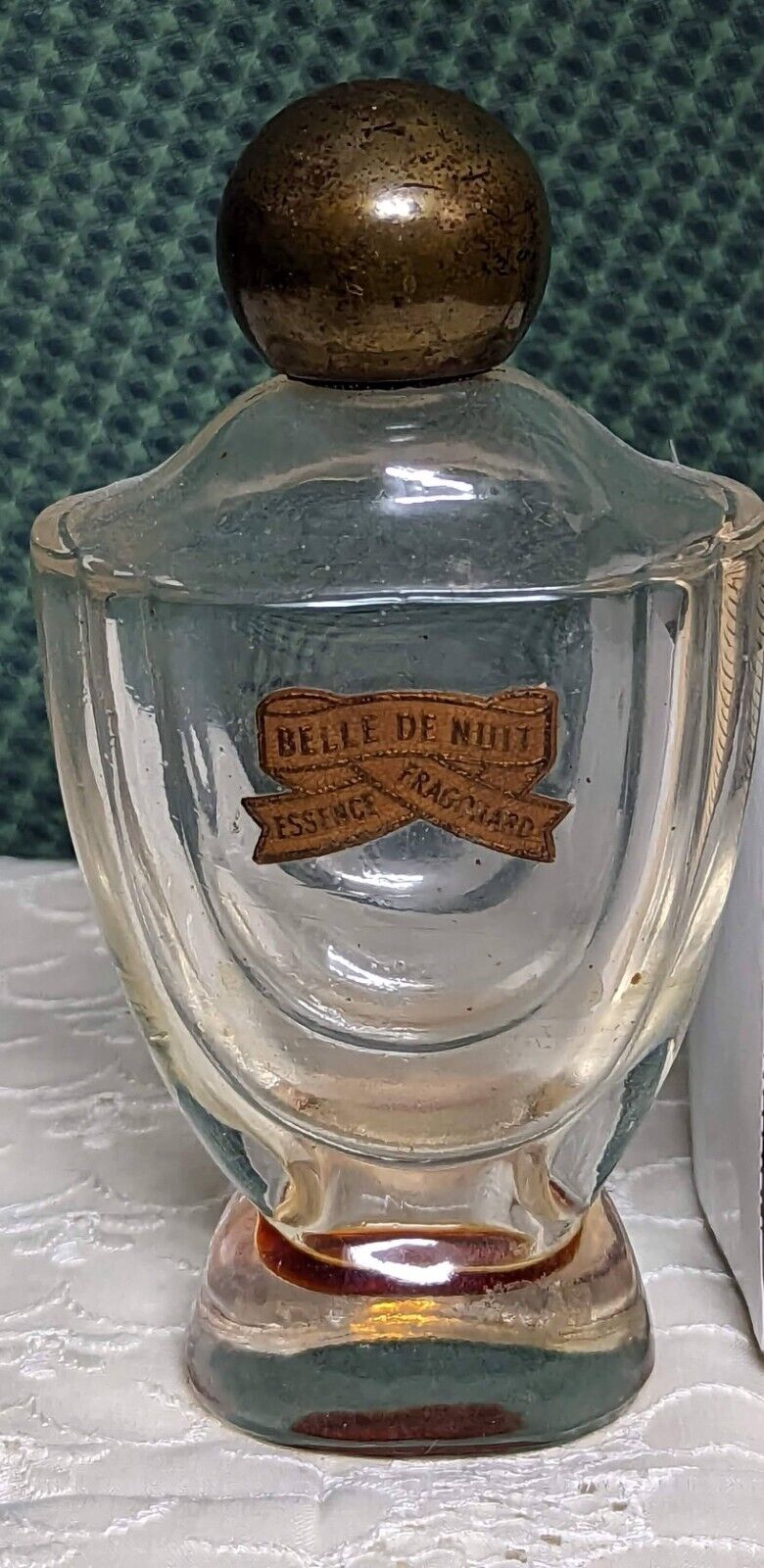 Belle De Nuit vtg perfume Essence de Fragonard heavy glass bottle empty 1940s