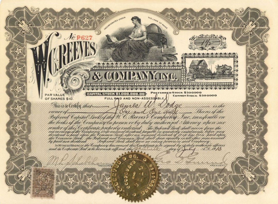 W.C. Reeves and Company, Inc. - Stock Certificate - General Stocks