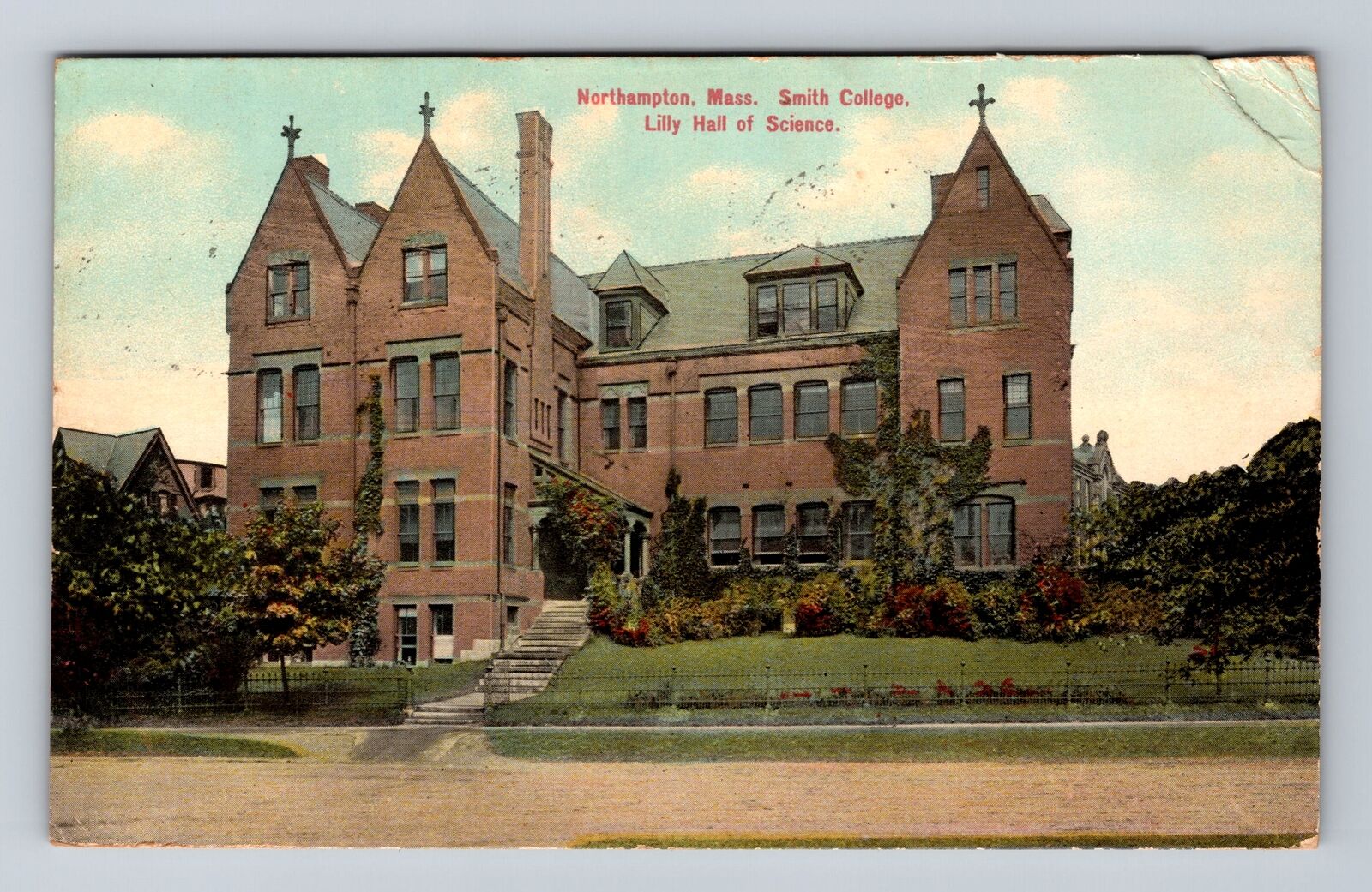 Northampton MA-Massachusetts, Smith College Hall Science Vintage c1910 Postcard