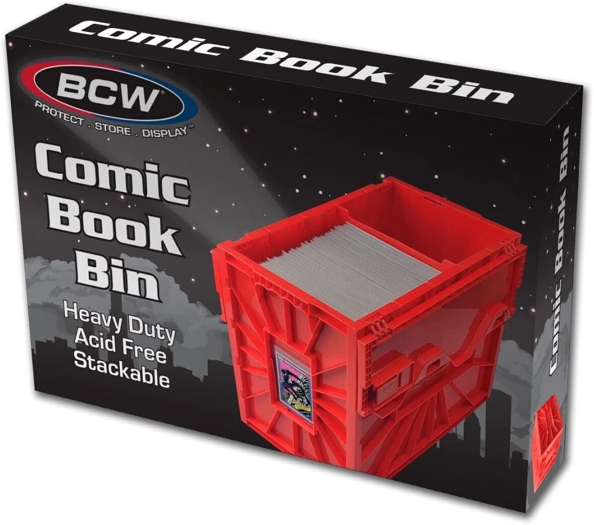 1 BCW Red Short Comic Book Bin - Heavy Duty Acid Free Plastic Stackable Box 