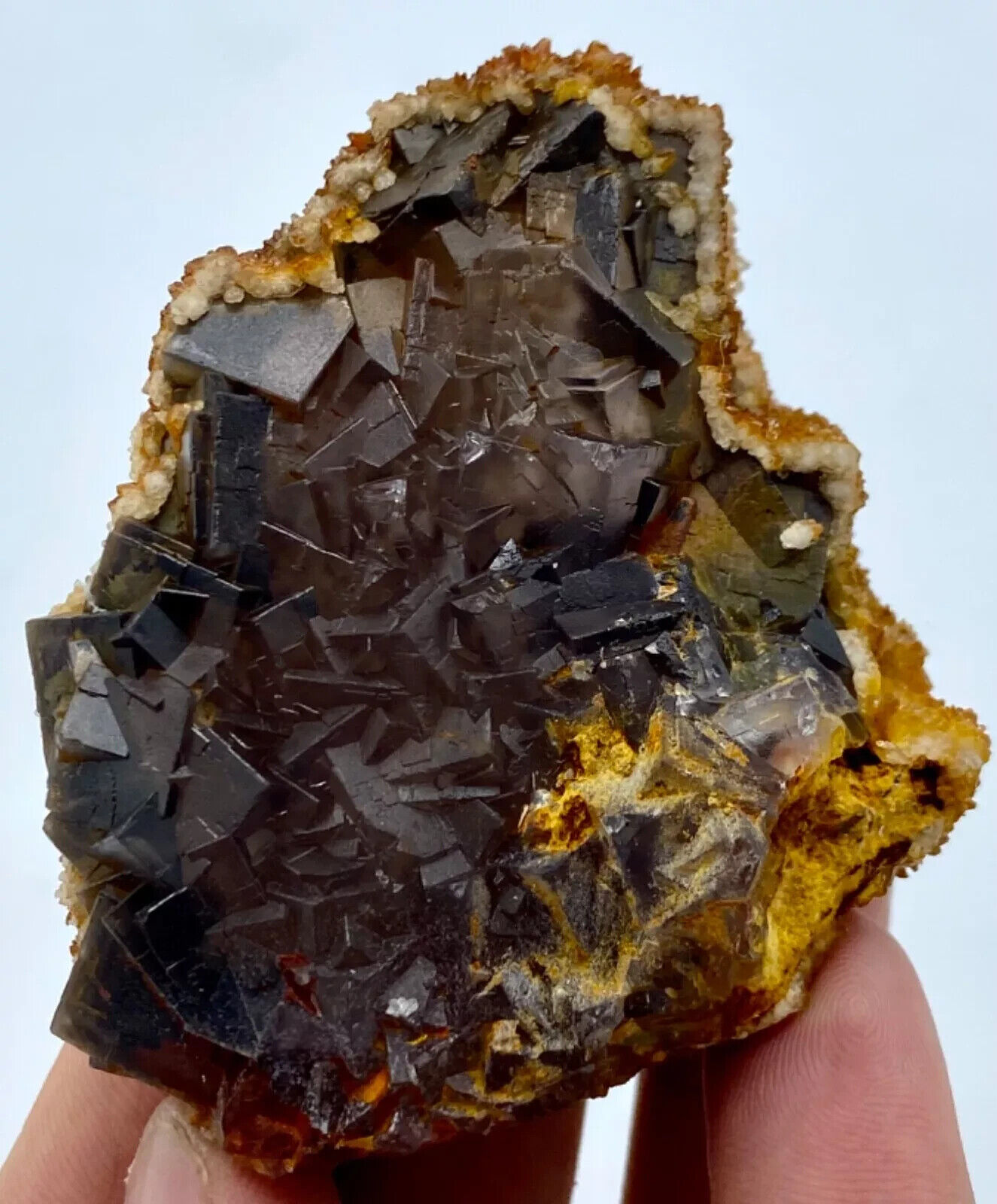 145 Grams Extraordinary Cubic Fluorite With Calcite From Pakistan