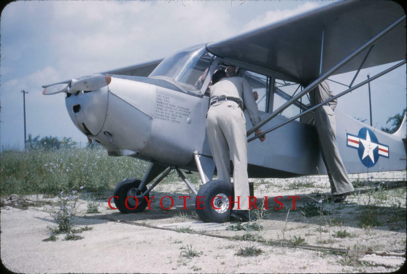 Orig Kodachrome Slide AERONCA L-16A GRASSHOPPER Curtiss Wright Airport USAF 1953
