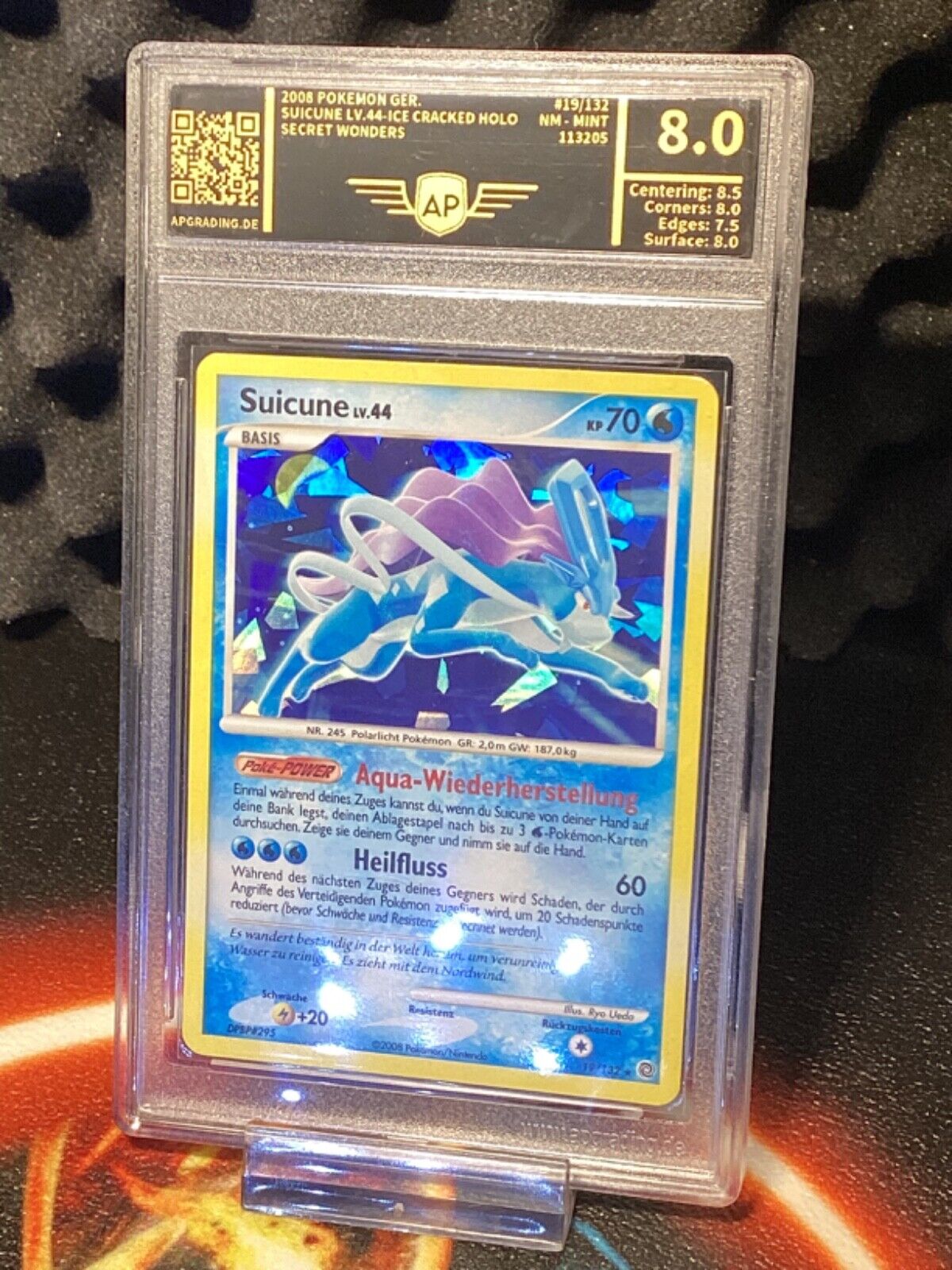 2008 Pokemon Suicune LV.44 Cracked Ice Holo #19/132 NM-Mint 8 (pop15 at PSA)