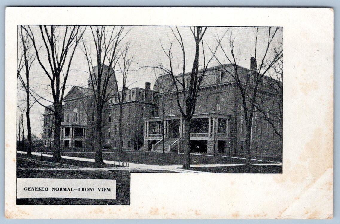 Pre-1907 GENESO NORMAL SCHOOL EXTERIOR FRONT VIEW BLACK & WHITE ANTIQUE POSTCARD
