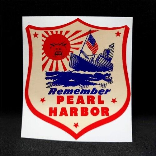 Remember Pearl Harbor, Vintage Style Decal, Vinyl Sticker, Sun, WW2