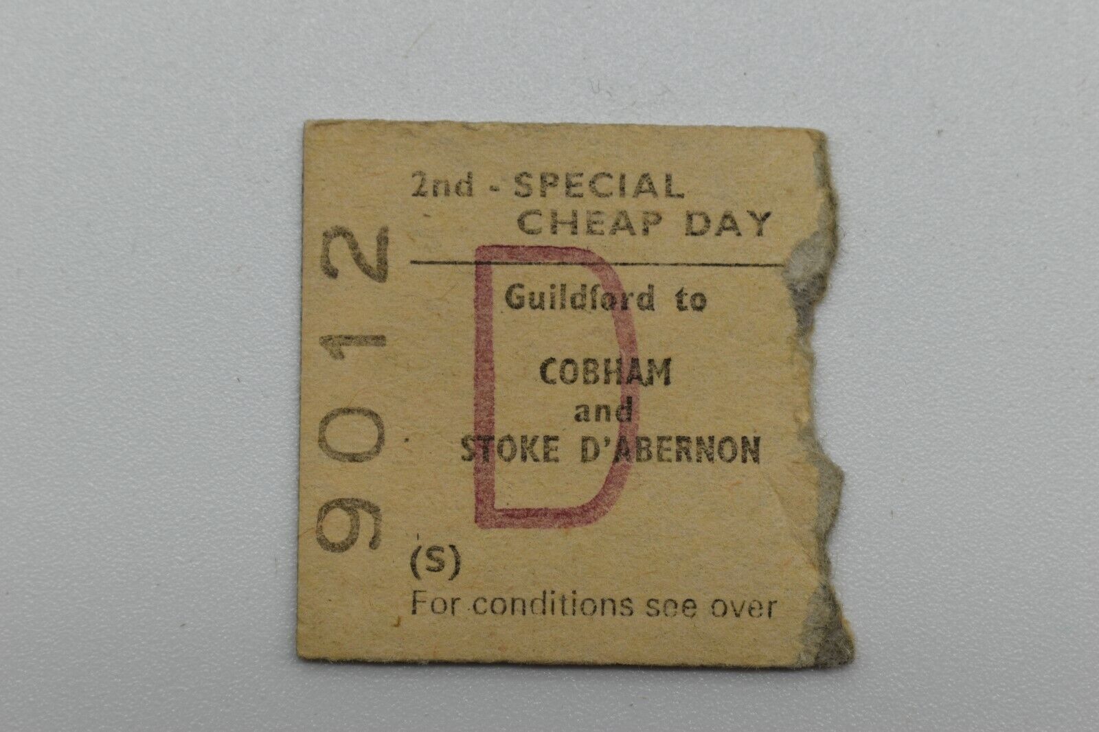 BRB British Railway Ticket No 9012 GUILDFORD to COBHAM JAN 1969
