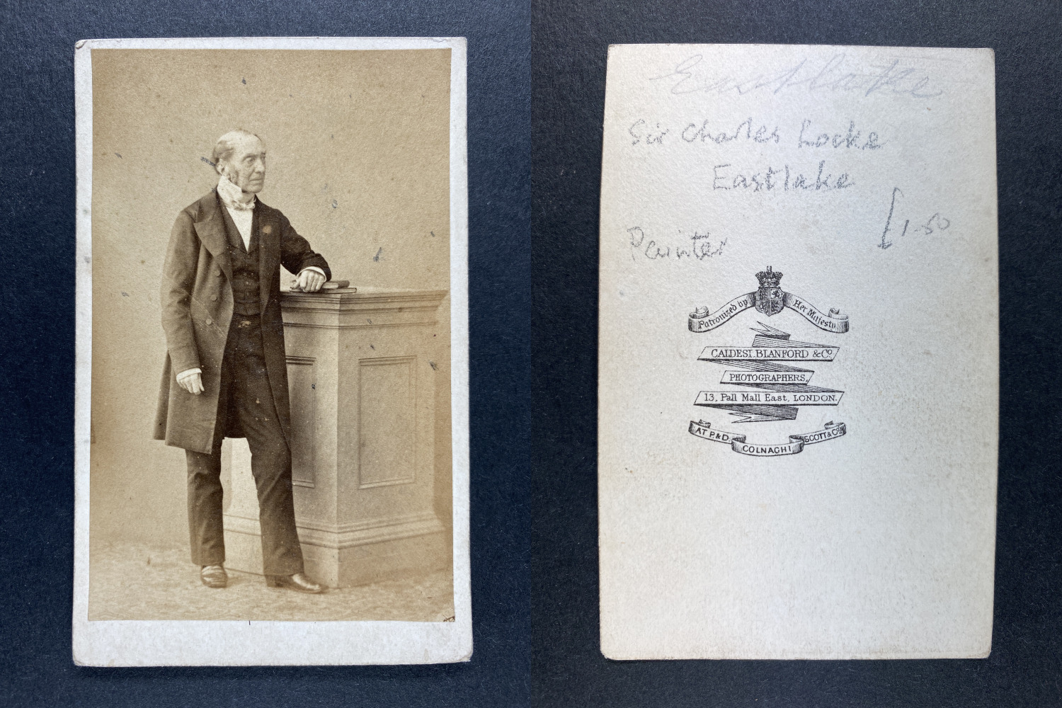Caldesi, London, Sir Charles Lock Eastlake, Vintage CDV Painter Albumen Print.