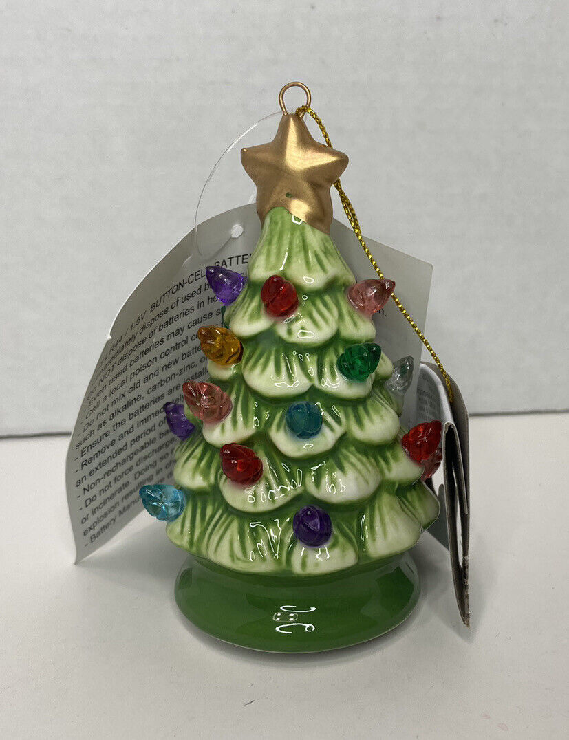 Lit Ceramic Retro Christmas Tree Ornament - Wondershop Green Light Up