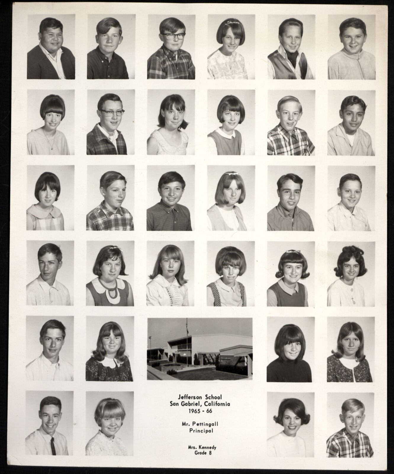 JEFFERSON SCHOOL San Gabriel CA - 1965-66 Grade 8 *  Mrs. Kennedy STUDENT photos