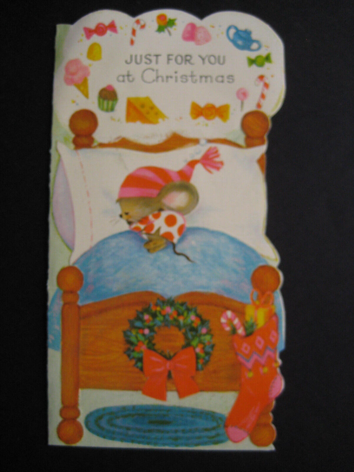 1969 vintage greeting card American Greetings CHRISTMAS Mouse Dreaming of Xmas