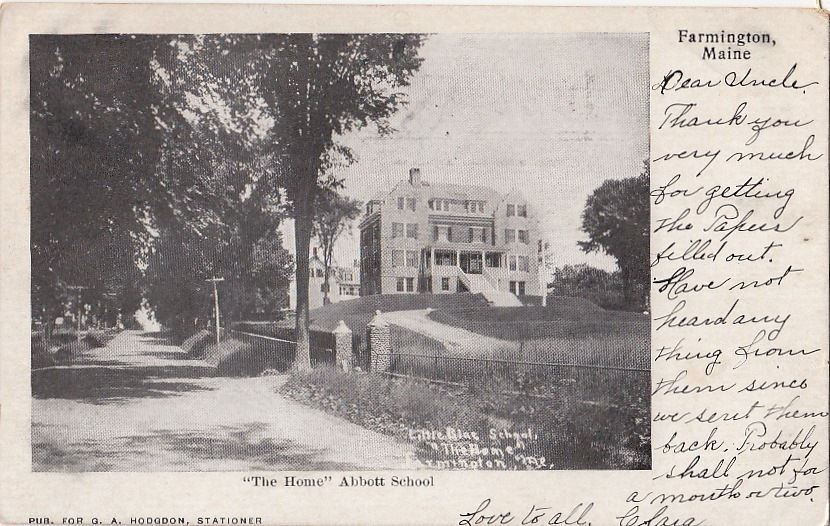  Postcard The Home Abbott School Farmington ME 