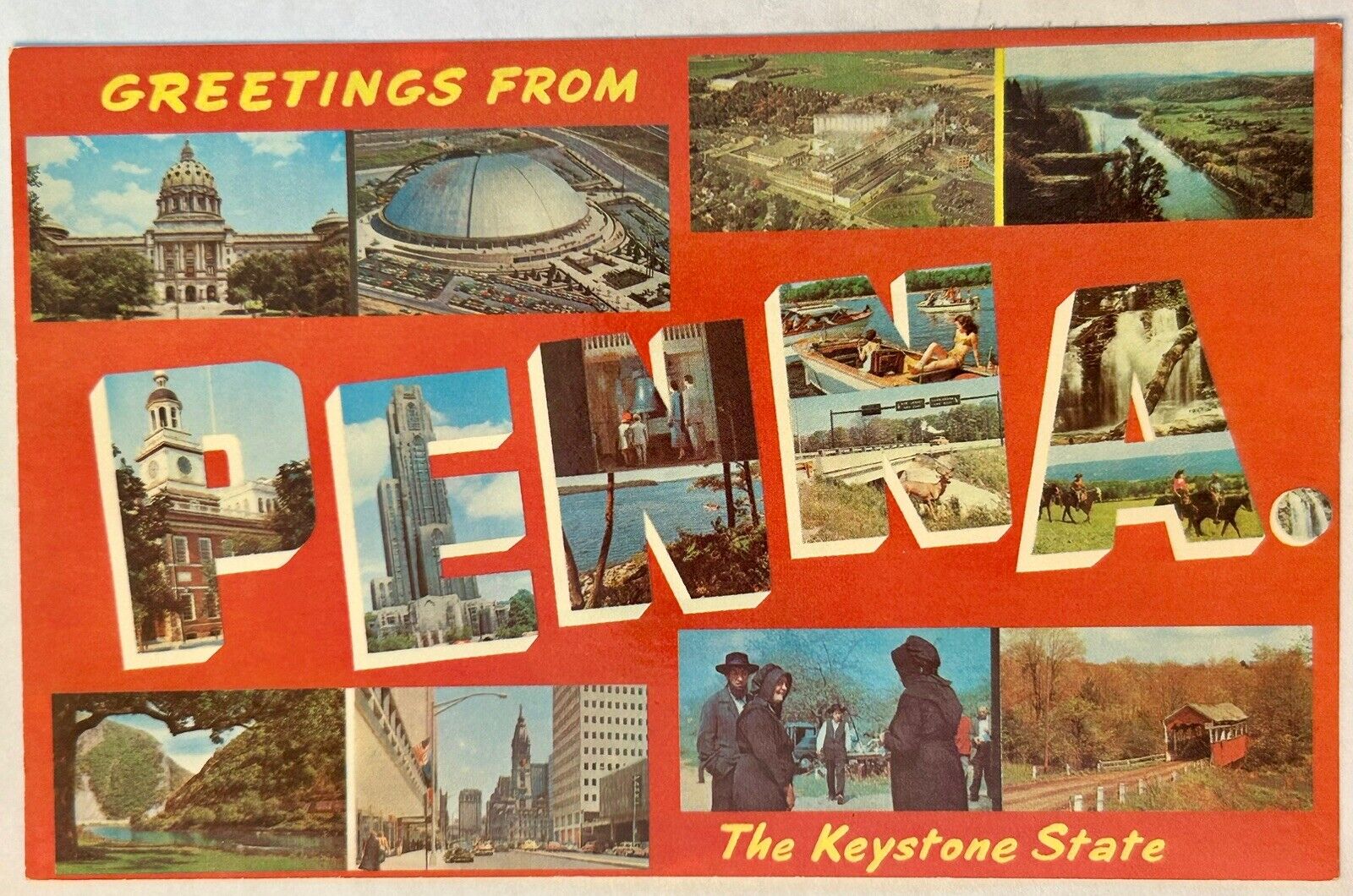 Greetings from Pennsylvania. The Keystone state. Civic Arena. Vintage Postcard