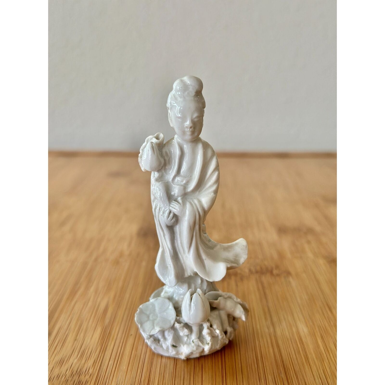 Vintage Mid Century Guanyin White Ceramic Miniature Figurine / Guanyin Figurine 