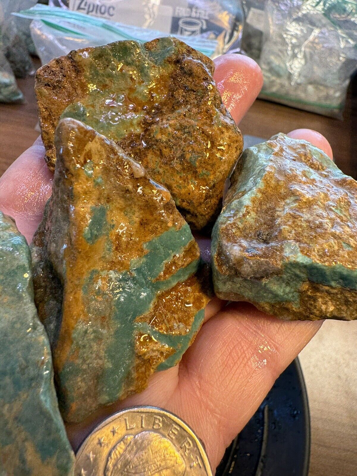 Hardy Pit Turquoise 1/4 pound Big Nuggets Super Grade Rare Green USA