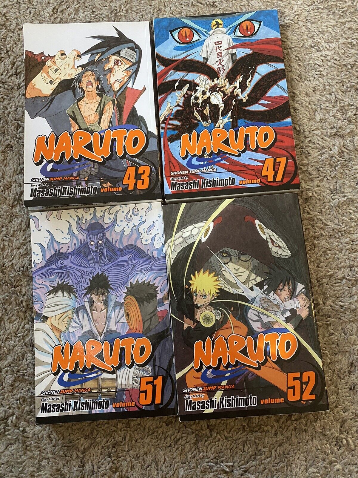 Naruto Manga Lot Volume 43, 47, 51 And 52 Masashi Kishimoto. 1999 Excellent Cond