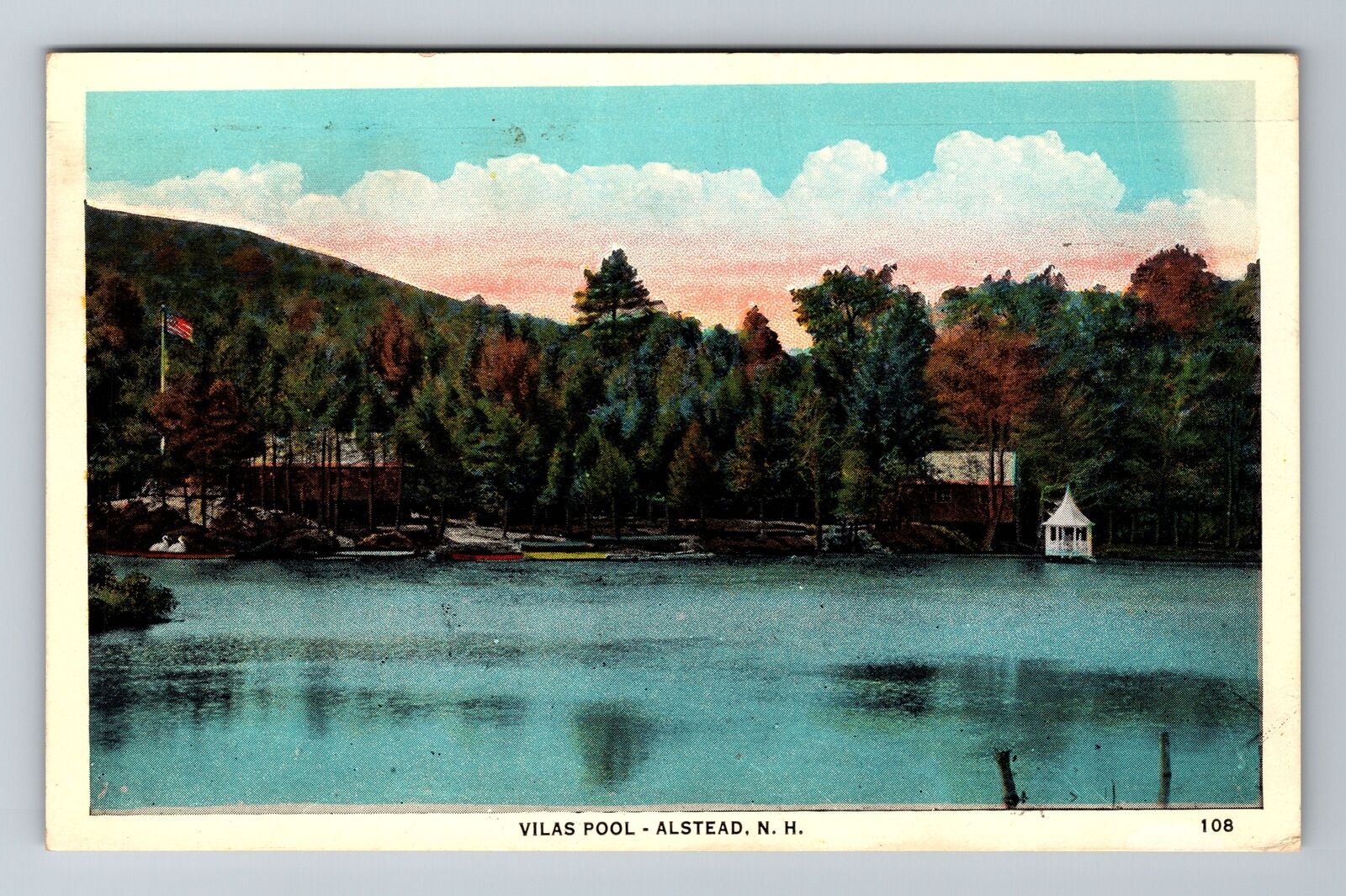 Alstead NH-New Hampshire, Vilas Pool, Antique, Vintage c1933 Souvenir Postcard