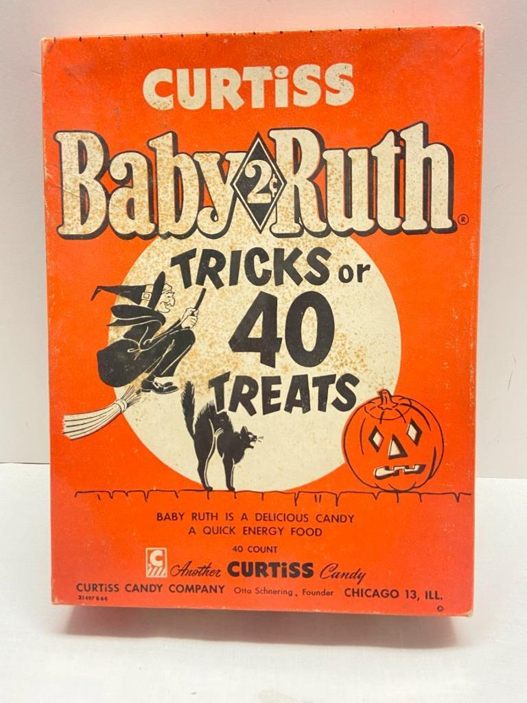 Vintage Curtiss Baby Ruth Halloween Empty Candy Box Treats Witch Black Cat ++