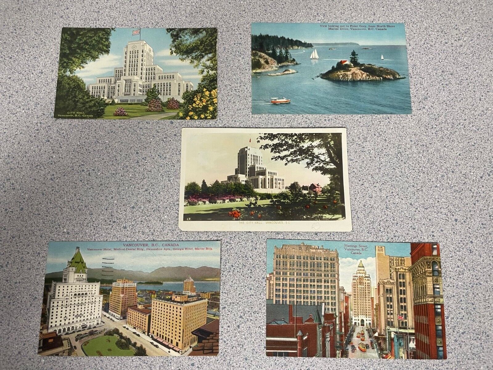 Vancouver B.C. Canada Lot of 5 Old Postcards British Columbia
