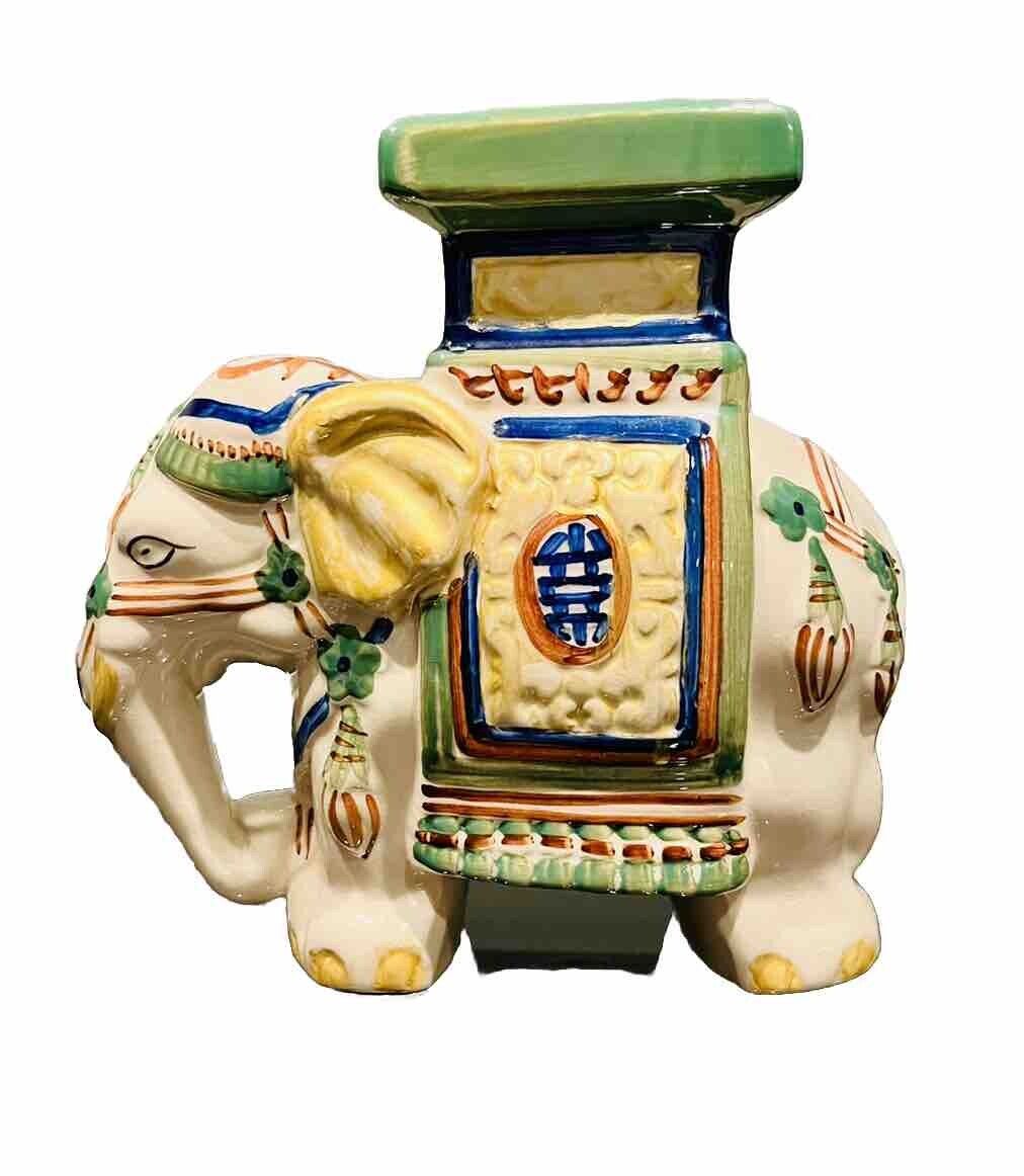 Vintage Ceramic Asian Elephant Stand Figurine 8” x 8”
