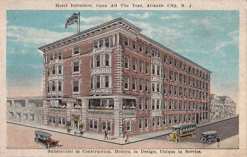  Postcard Hotel Belvedere Atlantic City NJ 