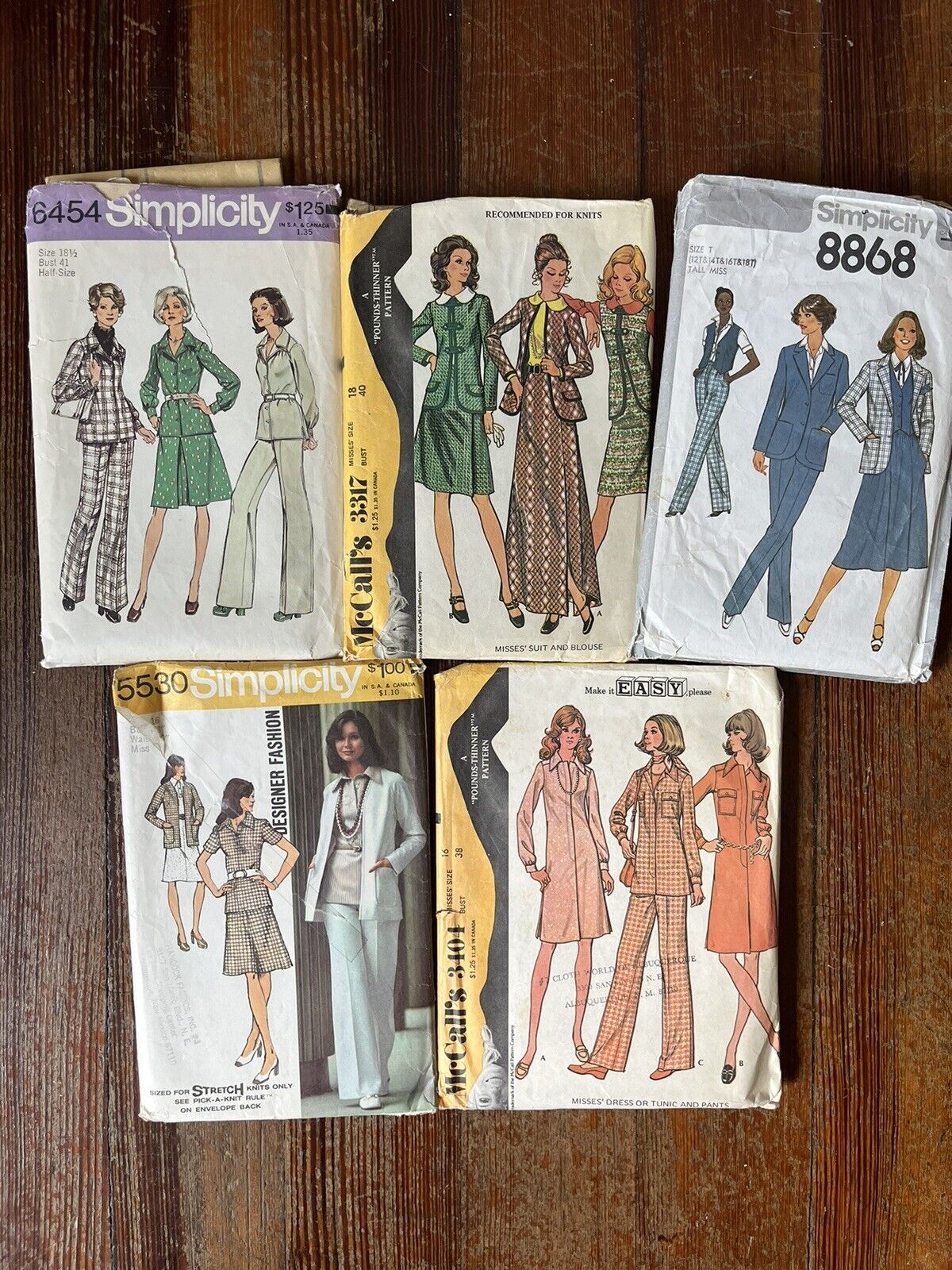 Lot Of 5 Vintage 1970s Womens Sewing Patterns