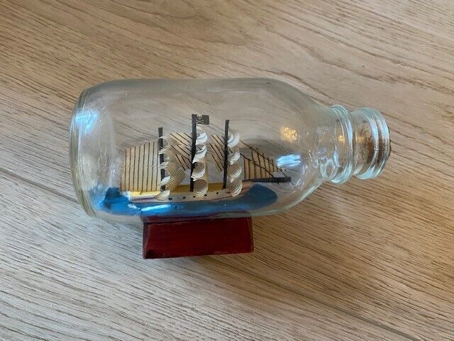 GLASS Nautical Small SHIP In A BOTTLE