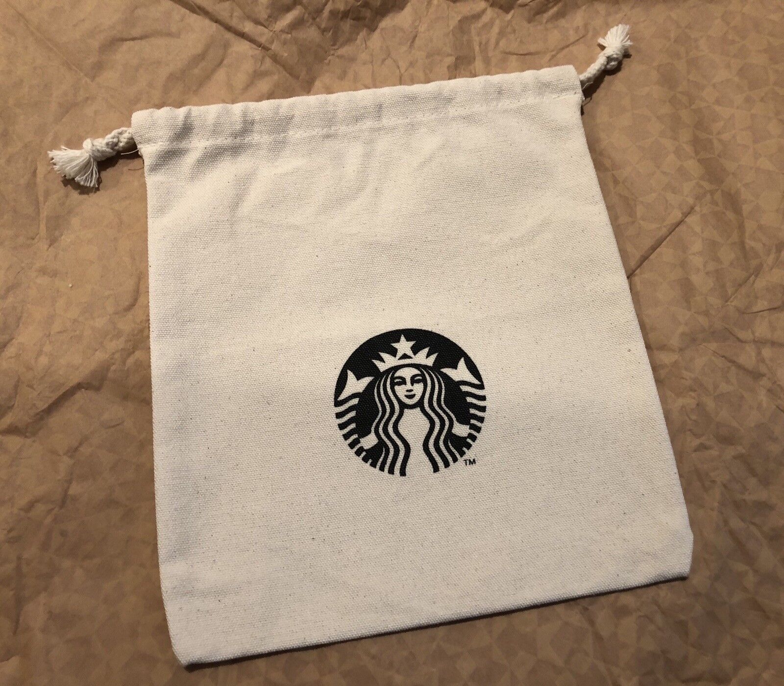 Starbucks Korea Original Drawstring Pouch Eco Friendly Black Logo Limited Ed