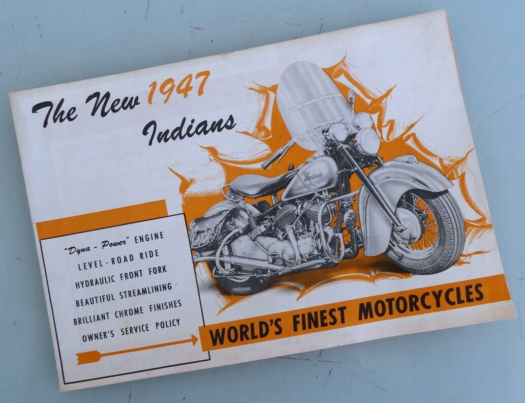 1947 INDIAN MOTORCYCLE BROCHURE BOOK POSTER CHIEF SCOUT FOUR ORIGINAL RARE NICE