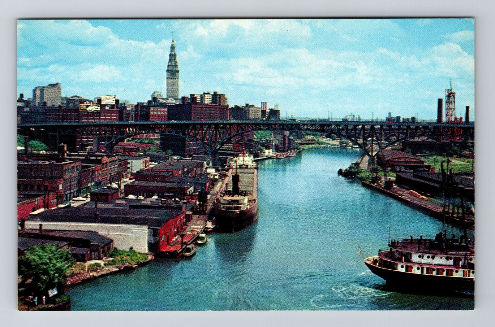 Cleveland OH-Ohio, Entrance To Cuyahoga River, Vintage Postcard