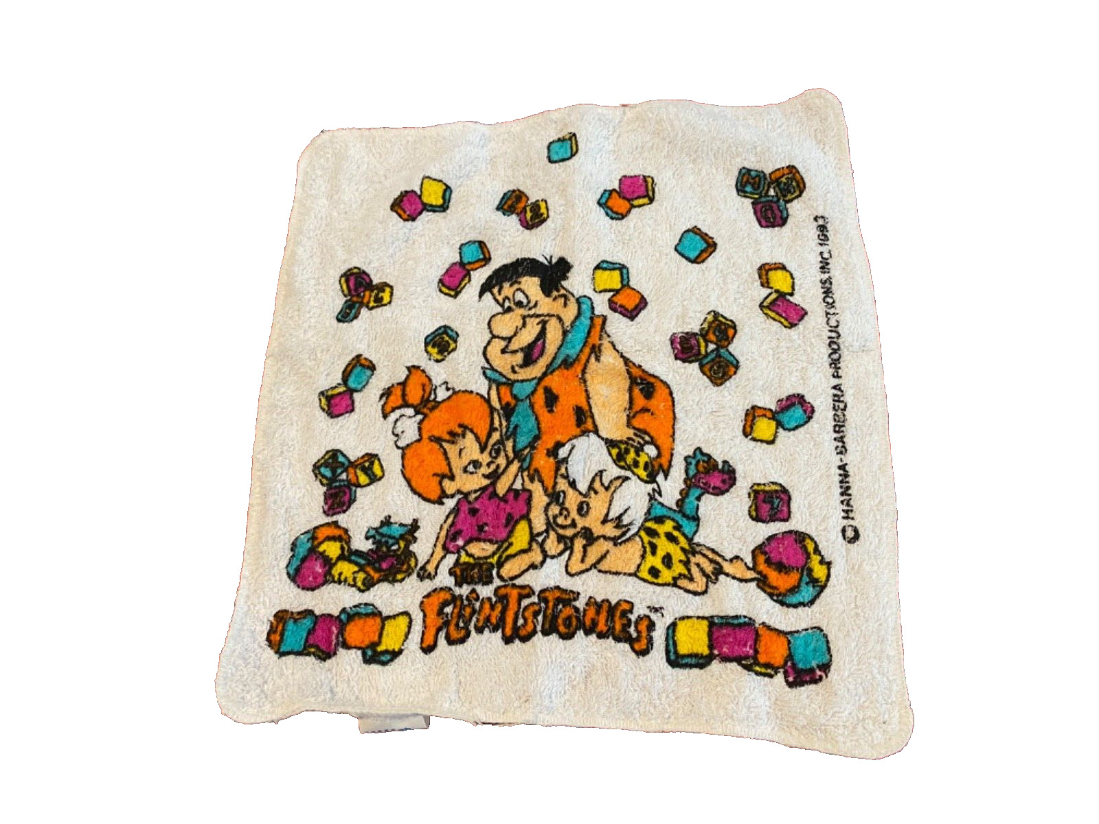 The Flintstones Wash Cloth VTG 1993 Jay Franco 12 x 12 Hand Towel Cartoon Show