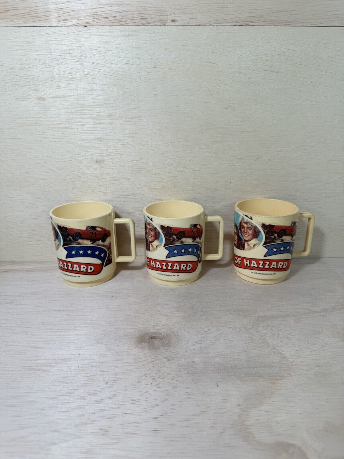 Vintage The Dukes Of Hazzard Mugs Deka LOT OF 3 Coffee Cups 1981 Warner Bros