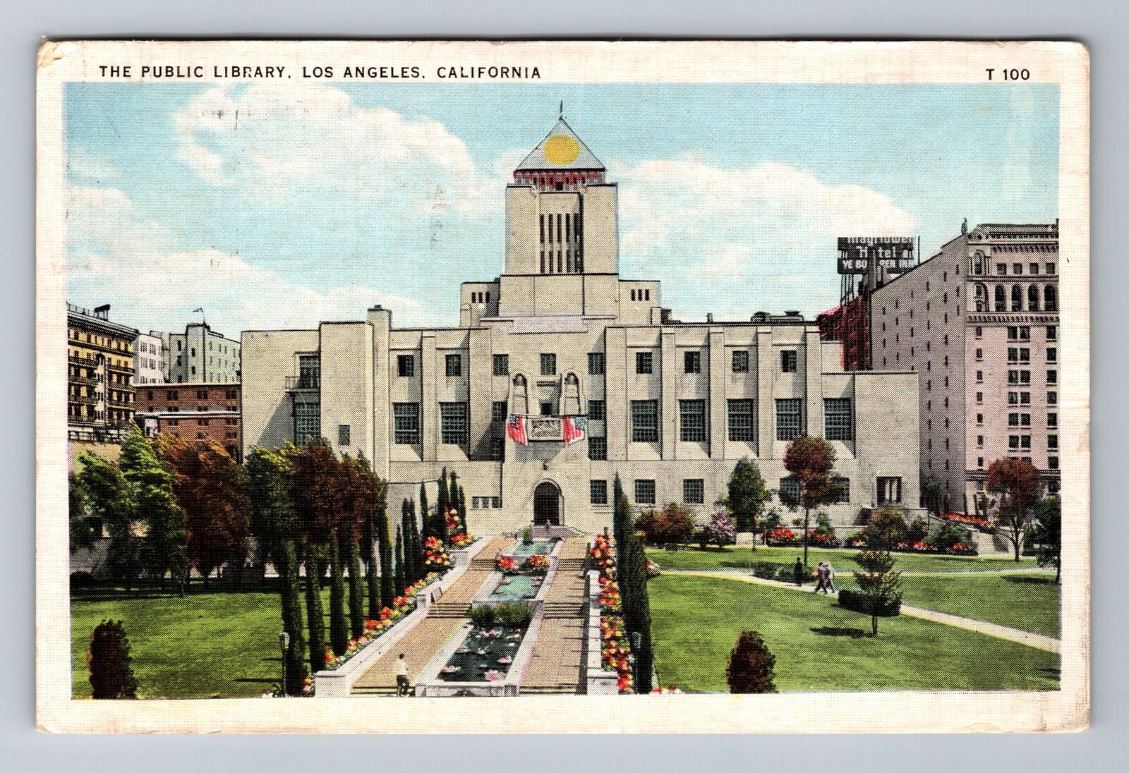Los Angeles CA-California, The Public Library, Outside, c1936 Vintage Postcard