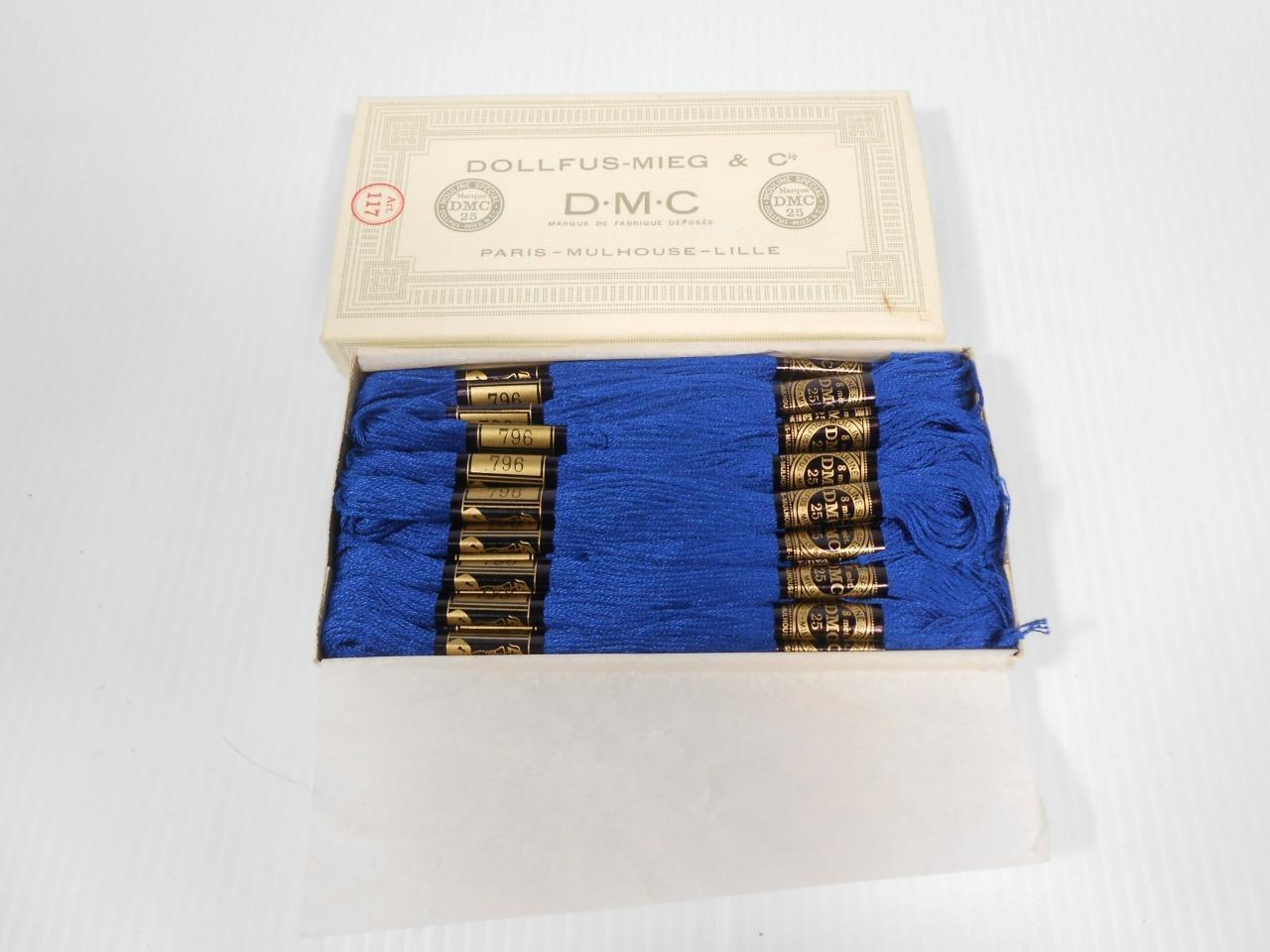 Vintage DMC Dollfus-Mieg Paris 25 Embroidery Thread Dark Blue 796. NEW Open Box