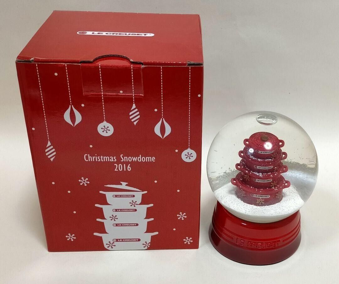 NEW Le Creuset Snow Globe Novelty 2016 Christmas Red Cocotte Snowflake