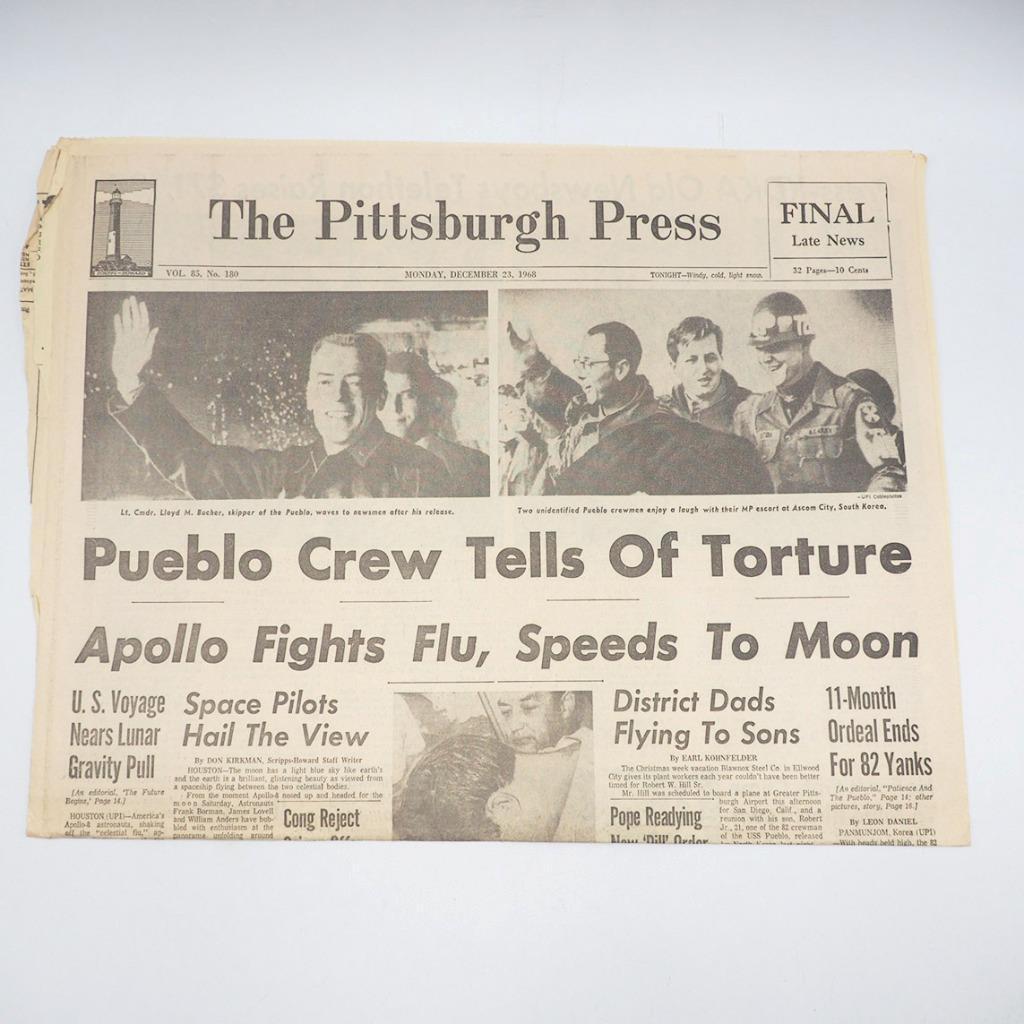 Newspaper Pittsburgh Press December 23 1968 Apollo News / Pueblo Crew