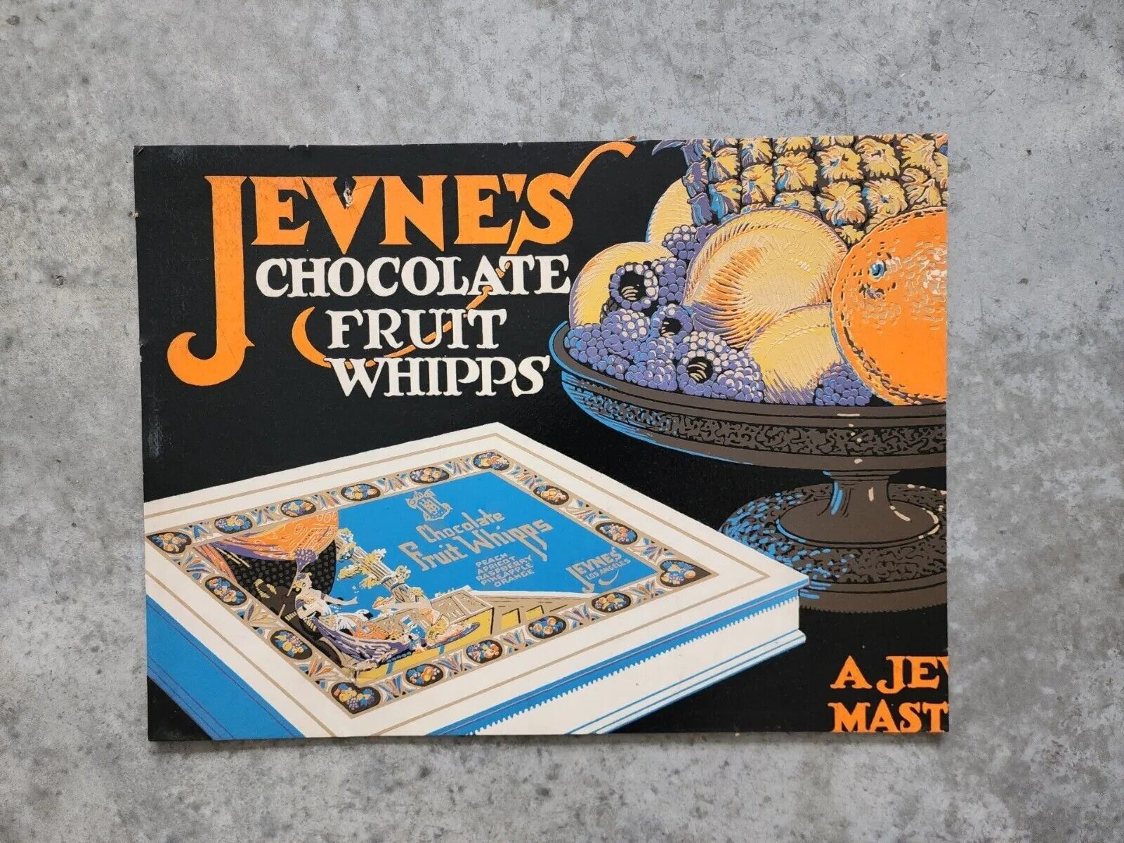Original Period Jevnes Los Angeles Chocolate advertisement chocolate fruit whipp