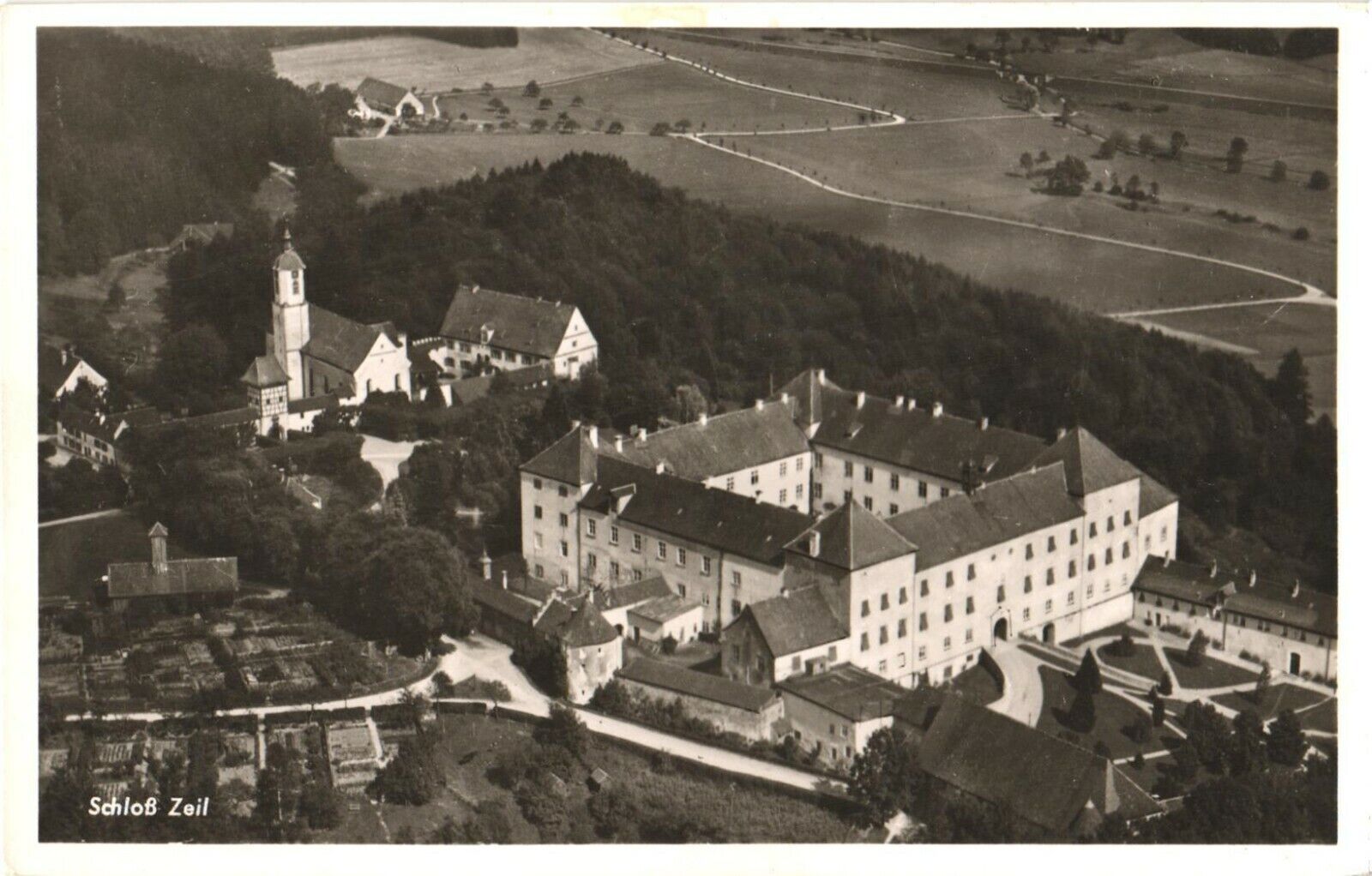 Aerial View of Schloss Zeil, Leutkirch im Allgäu, Germany Postcard