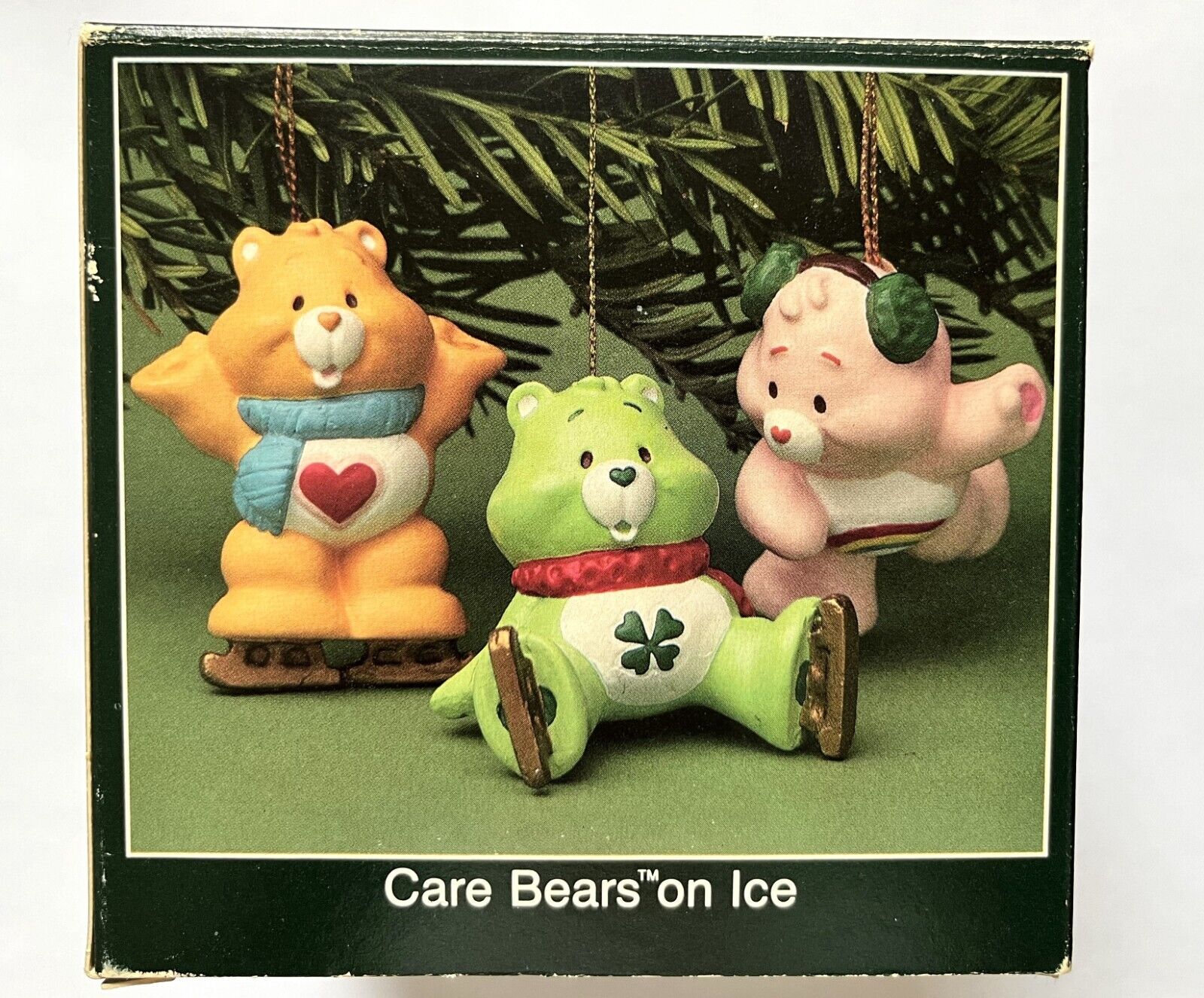 1986 American Greetings CARE BEARS on Ice Set of 3 Ornaments SEALED