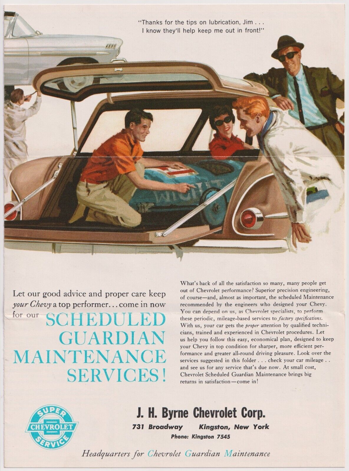 1959 J. H. Byrne Chevrolet Kingston, NY Guardian Maintenance Service Brochure