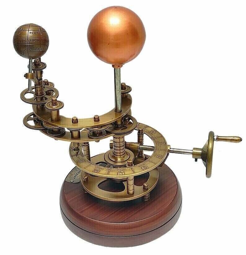 Brass Orrery Solar System Working Model Sun Earth Moon Nautical Astronomy Gift