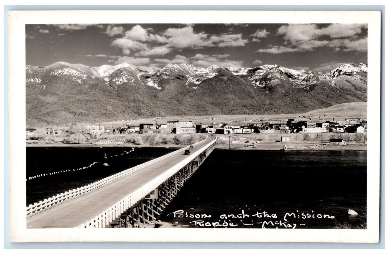 Polson MT Postcard Polson Mountain Missions Range Bridge c1950\'s RPPC Photo