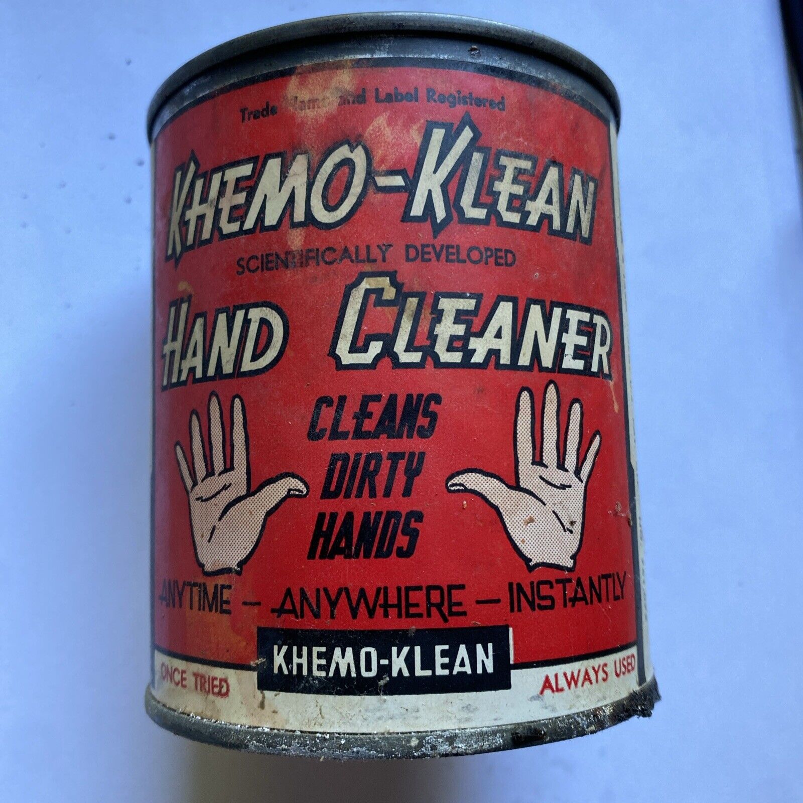 Vintage Khemo-Klean Waterless Hand Cleaner One Pint Very Cool Rare Almost Empty