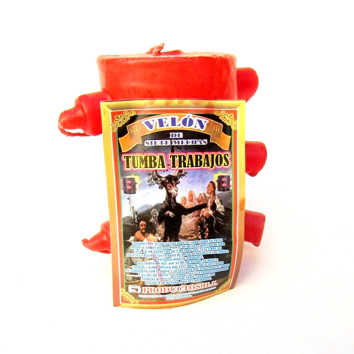 TUMBA TRABAJOS Velón de 7 Mechas Rojo / DESTROYS WITCHCRAFT Red 7 Wick Candle