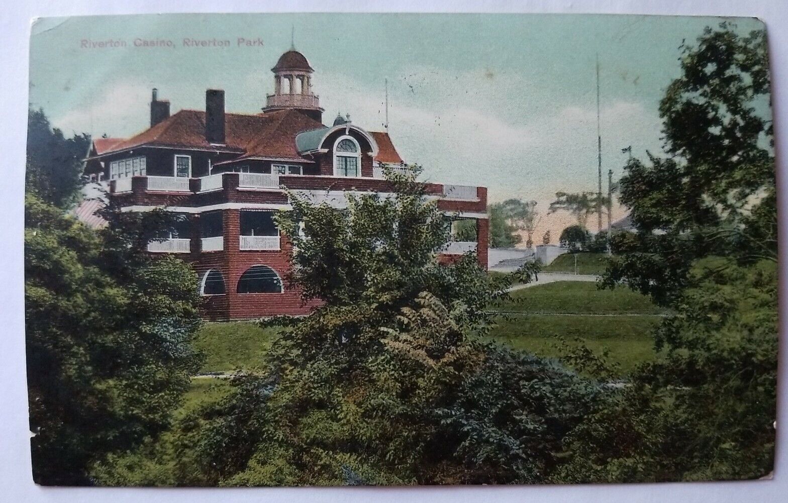 Riverton Park Casino Vintage 1910 Postcard Building Portland Maine Gambling