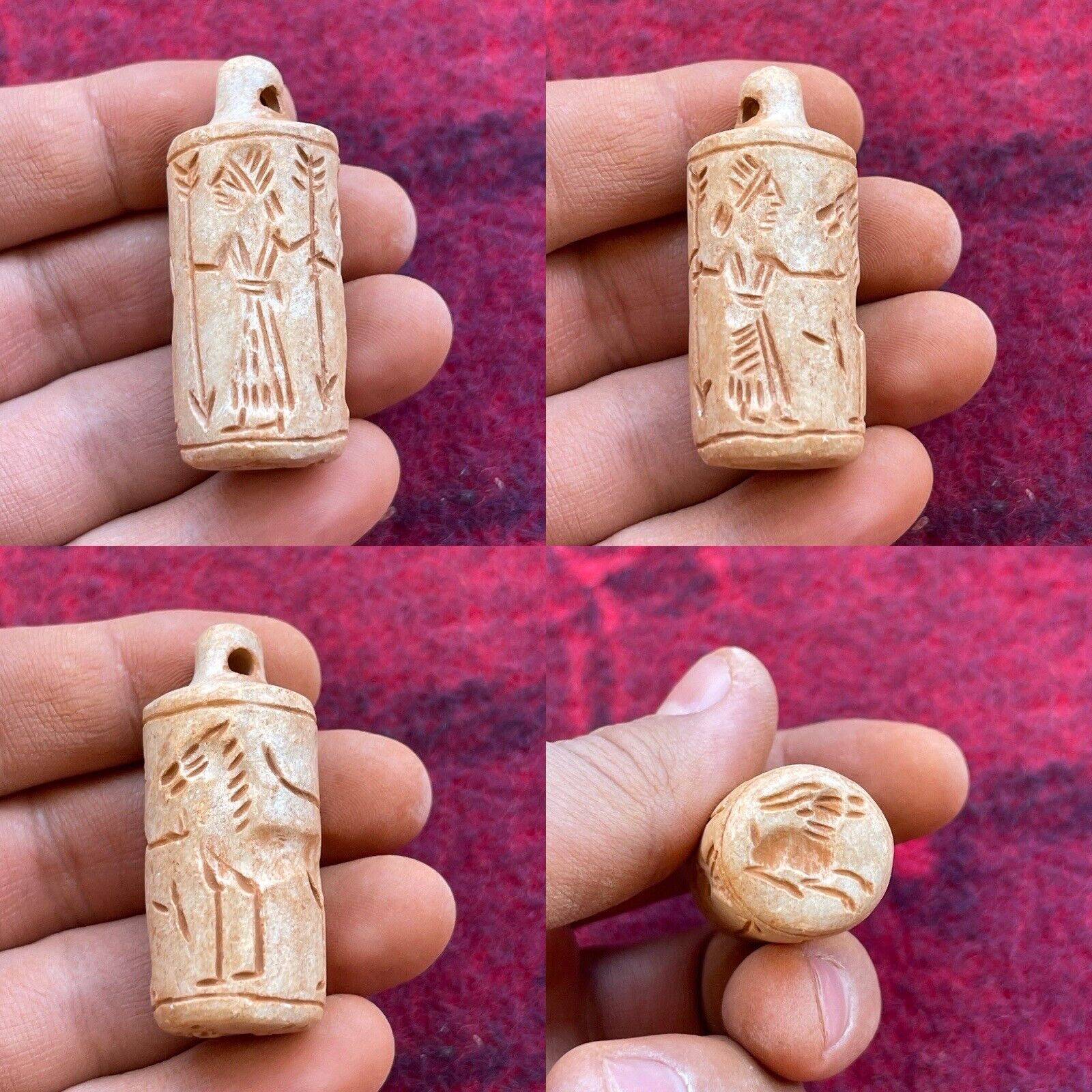 Wonderful Rare Antique Near East Old Stone Cylinder Seal Bead