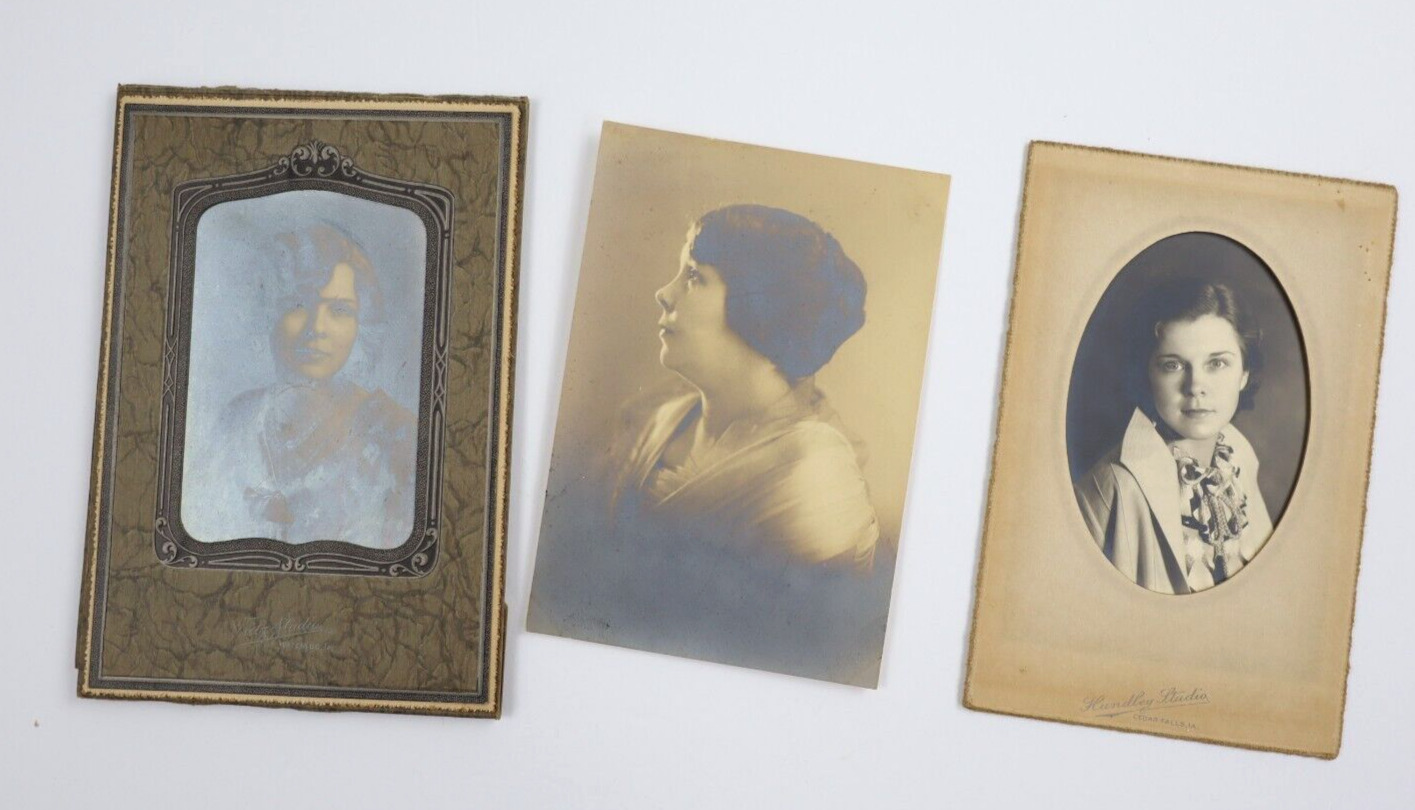Lot of 3 Antique Original Cabinet Cards/Photograph GORGEOUS WOMEN Iowa IA