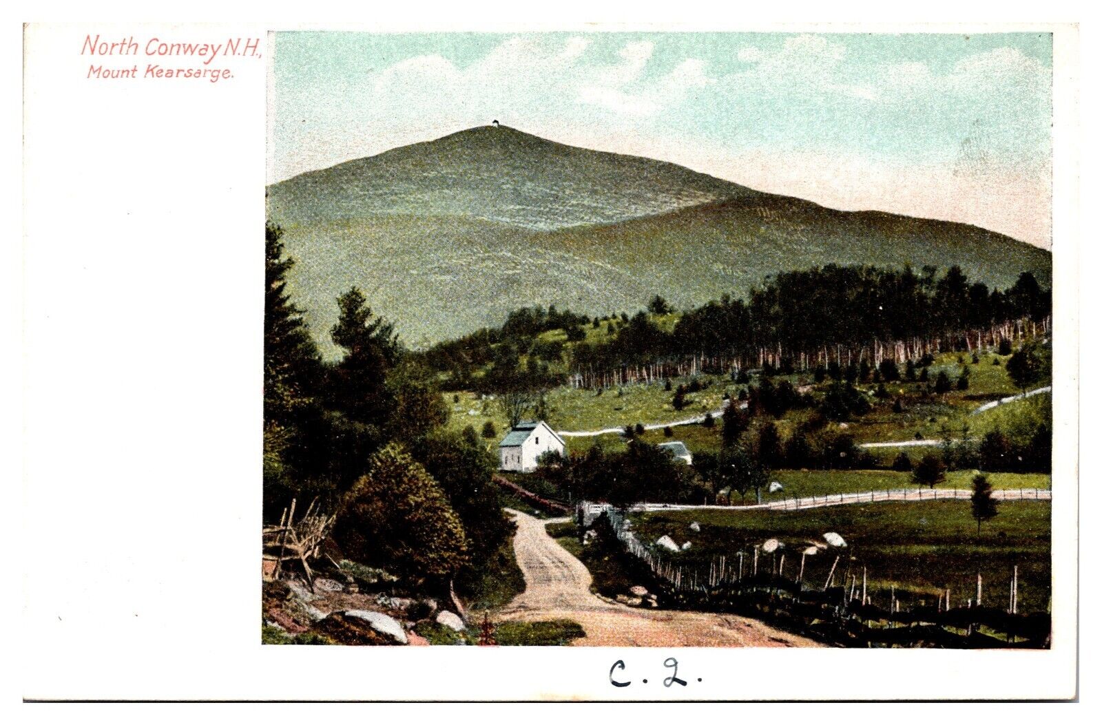 ANTQ Mt. Kearsage, Scenic Landscape, Dirt Road, North Conway, NH Postcard 