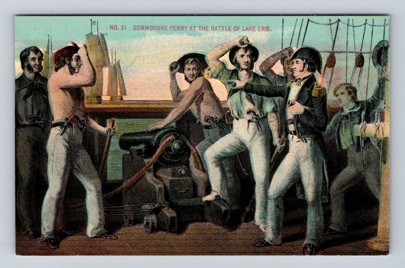 Commodore Perry at the Battle of Lake Erie, Vintage PC Souvenir History Postcard